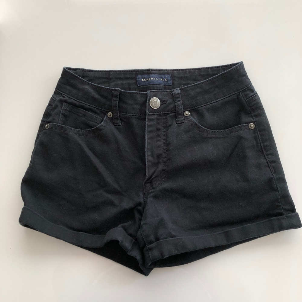 Aeropostale Black stretch denim shorts. Size 2